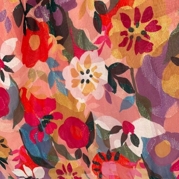 NWT Stella & Suzie Multicolor Floral V-neck Ruffle Chiffon Midi Dress Medium - Picture 11 of 12